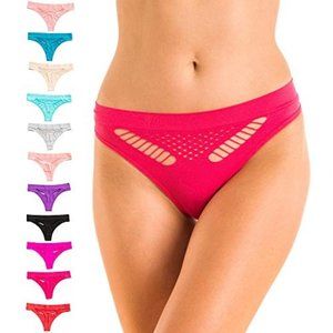 12-pk Alyce Ives XL Intimates Seamless Womens Thong Mesh Center